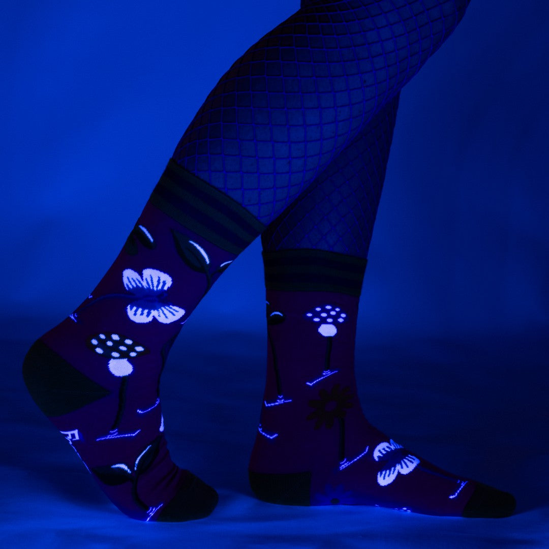Trippy Clippies UV Reactive Crew Socks