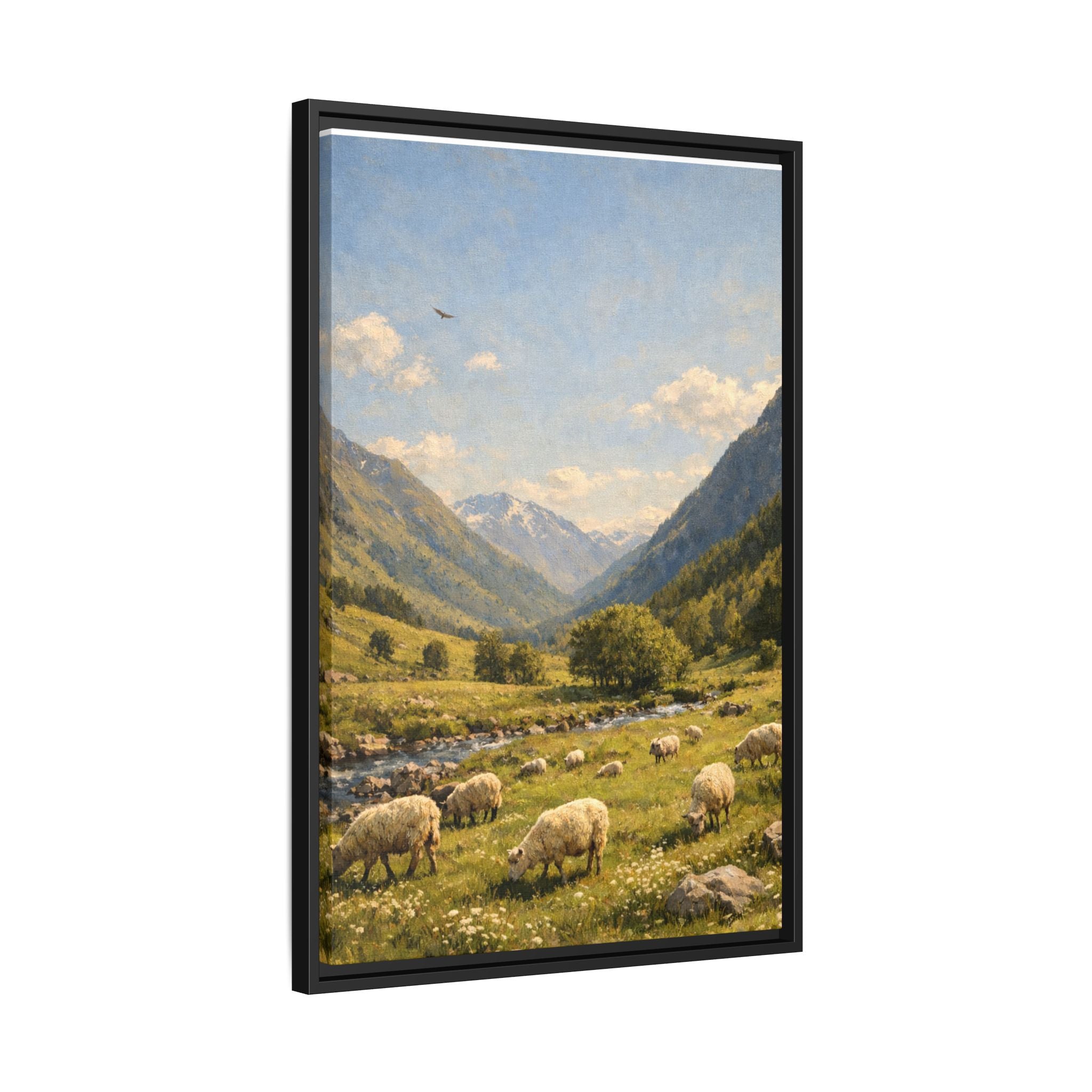 Pastoral With Wyvern - Framed Canvas