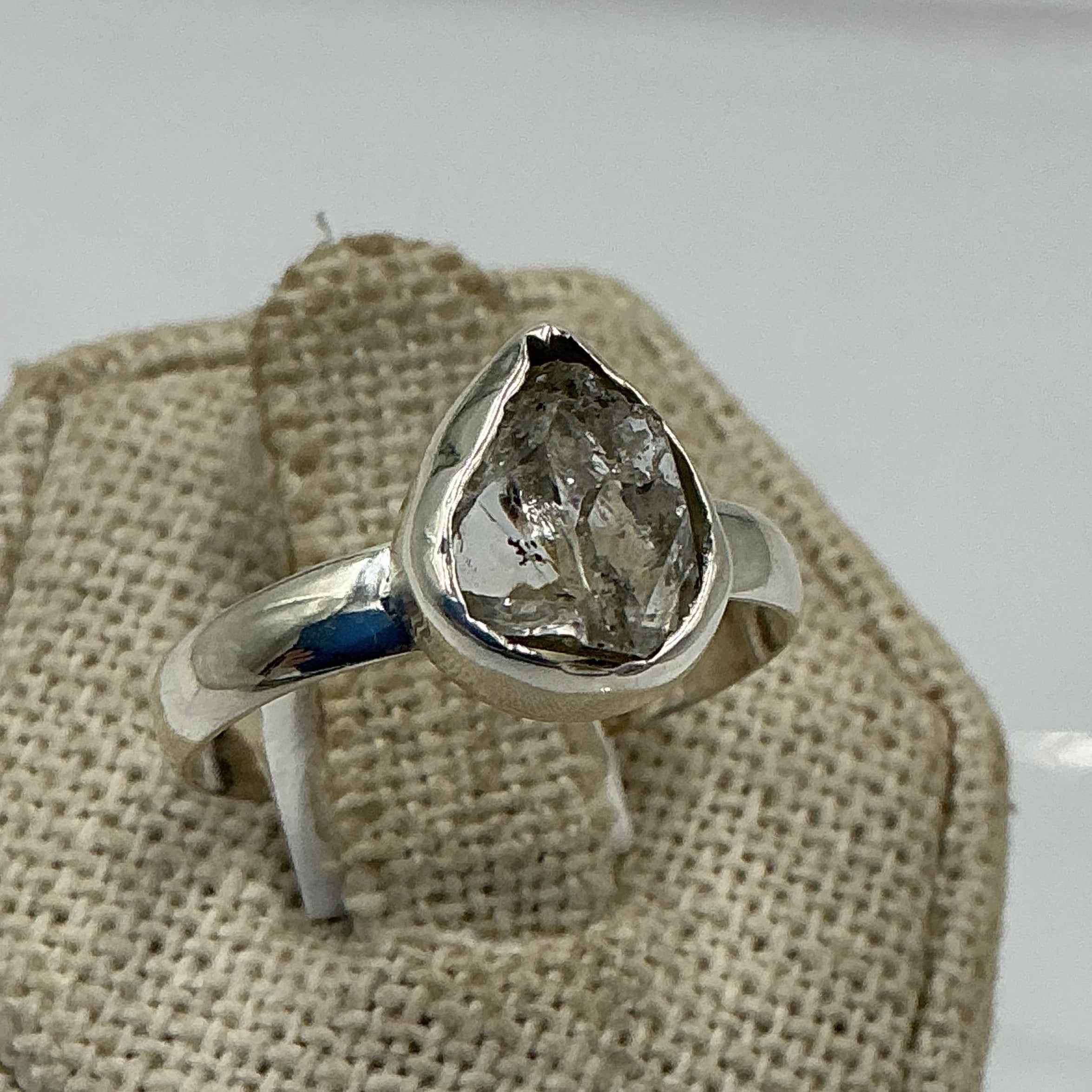 Sterling Silver Herkimer Diamond Ring - Size 9 - Clarity, Intuition & Alignment