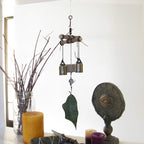Witch's Bell / Windchime: Cross of Twigs, Driftwood, Leaf, Beads, Charm - Handcrafted