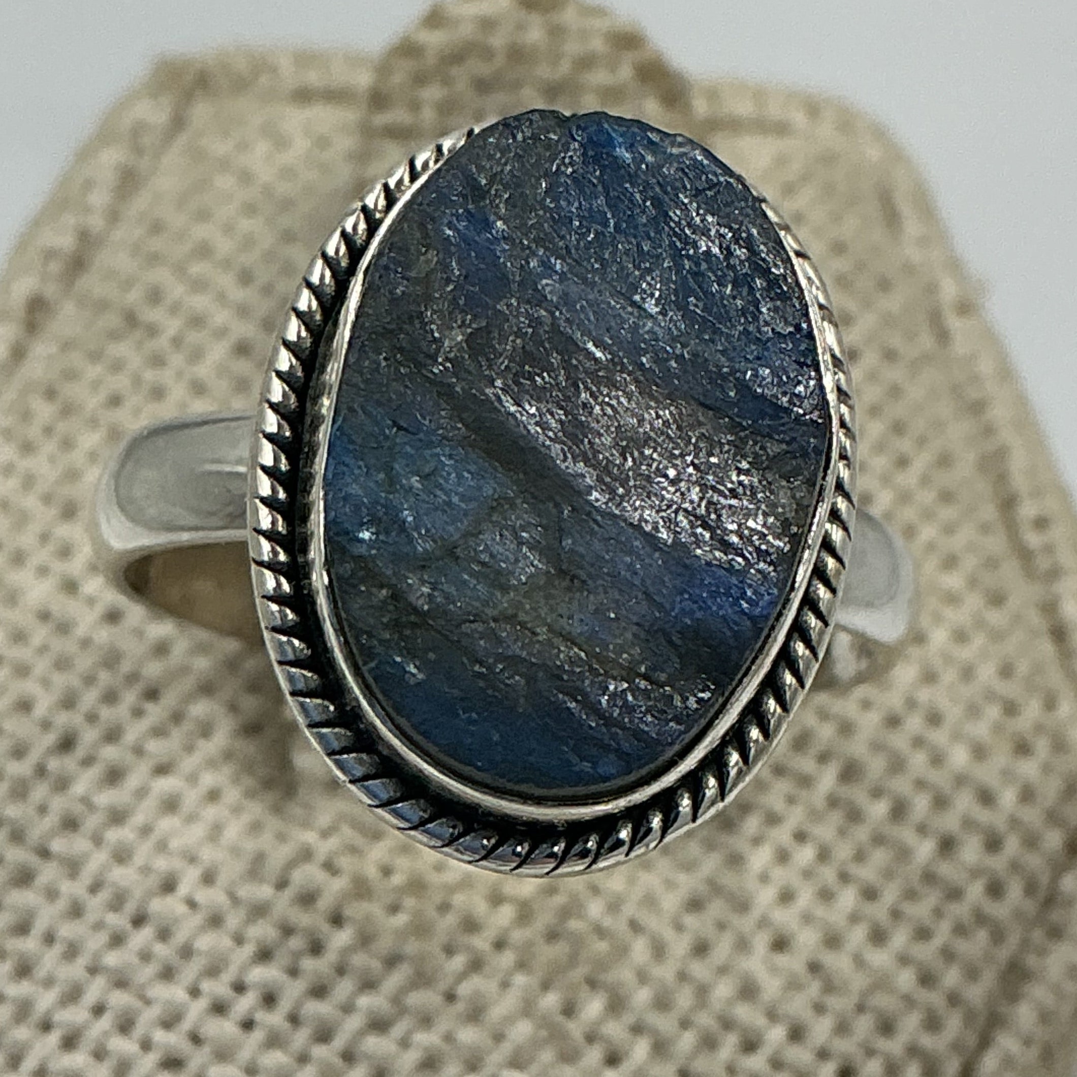Sterling Silver Labradorite Rough Oval Ring - Size 9 - Magic and Protection