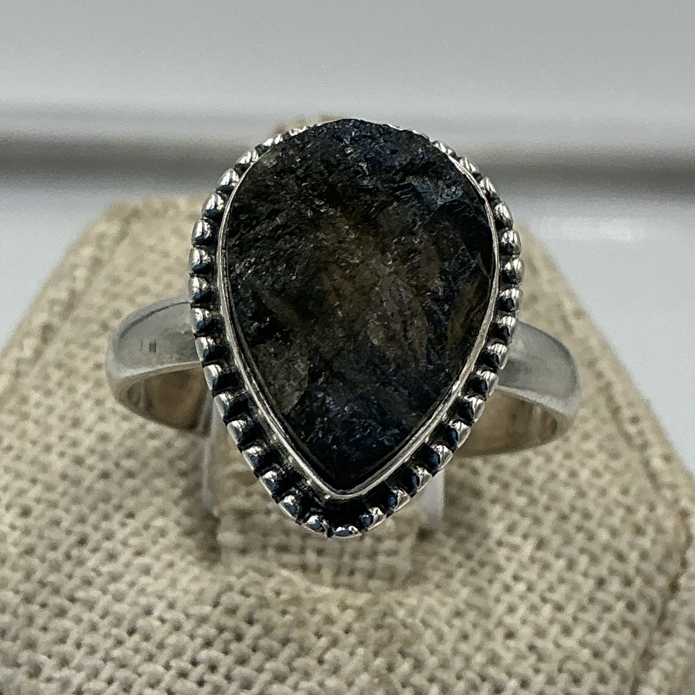 Sterling Silver Labradorite Rough Tear Drop Ring - Size 9 - Magic and Protection