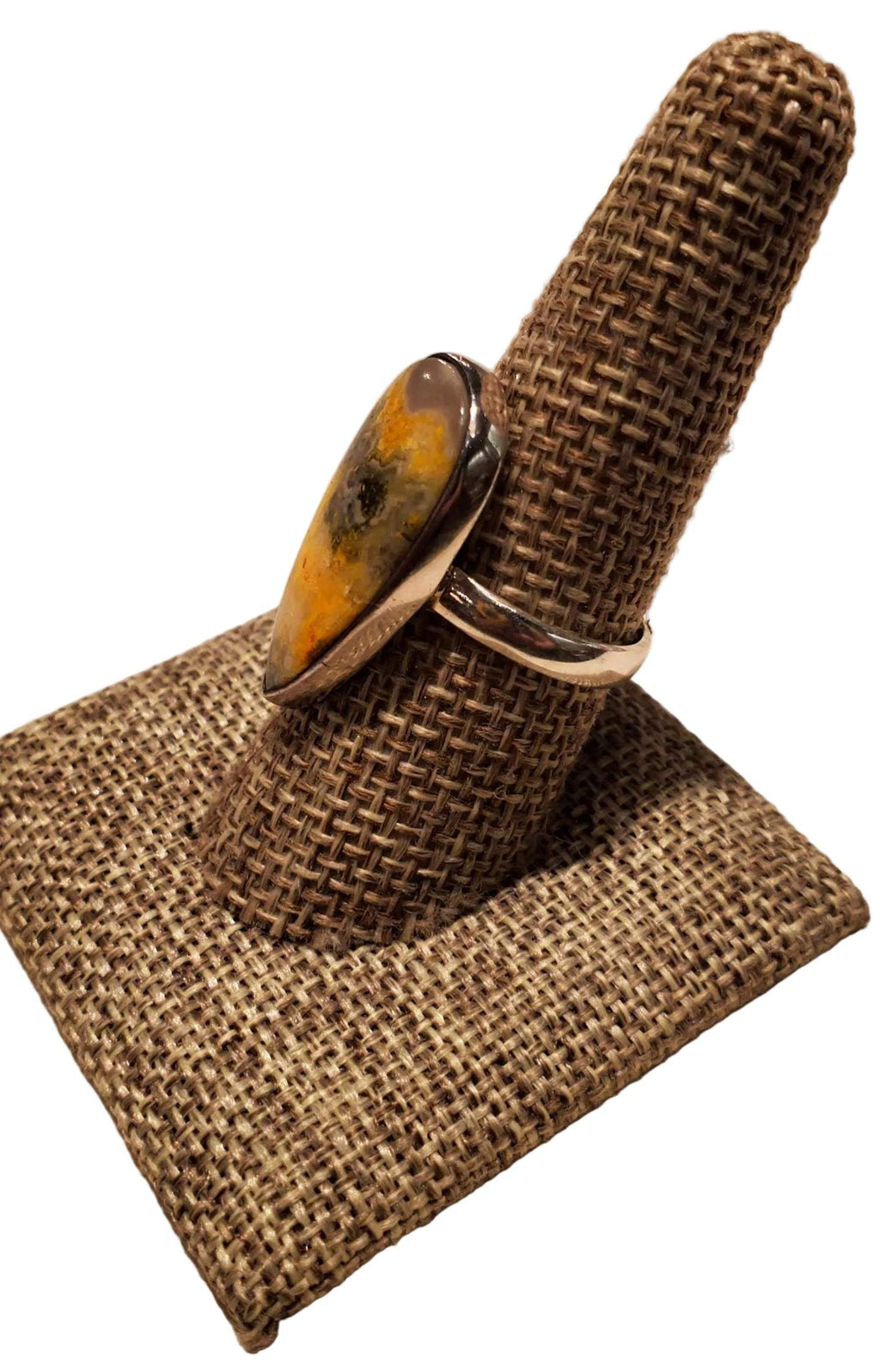 Bumblebee Jasper Teardrop Statement Ring – Sterling Silver – Sizes 6–9
