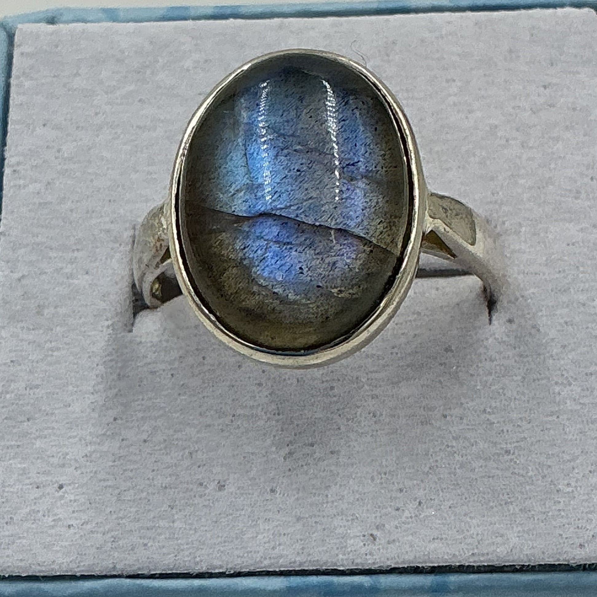 Sterling Silver Twilight Blue Labradorite Oval Ring - Size 9 - Magic and Protection