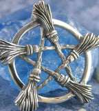 Five Brooms Pentacle Pendant, Handmade - 925 Sterling Silver