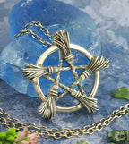 Five Brooms Pentacle Pendant, Handmade - 925 Sterling Silver