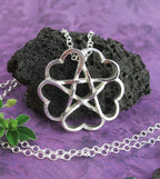 Five Hearts Hidden Pentacle Pendant, Handmade
