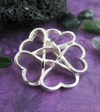 Five Hearts Hidden Pentacle Pendant, Handmade