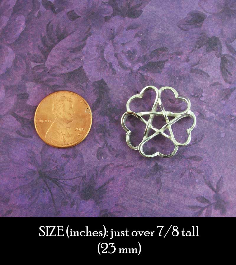 Five Hearts Hidden Pentacle Pendant, Handmade