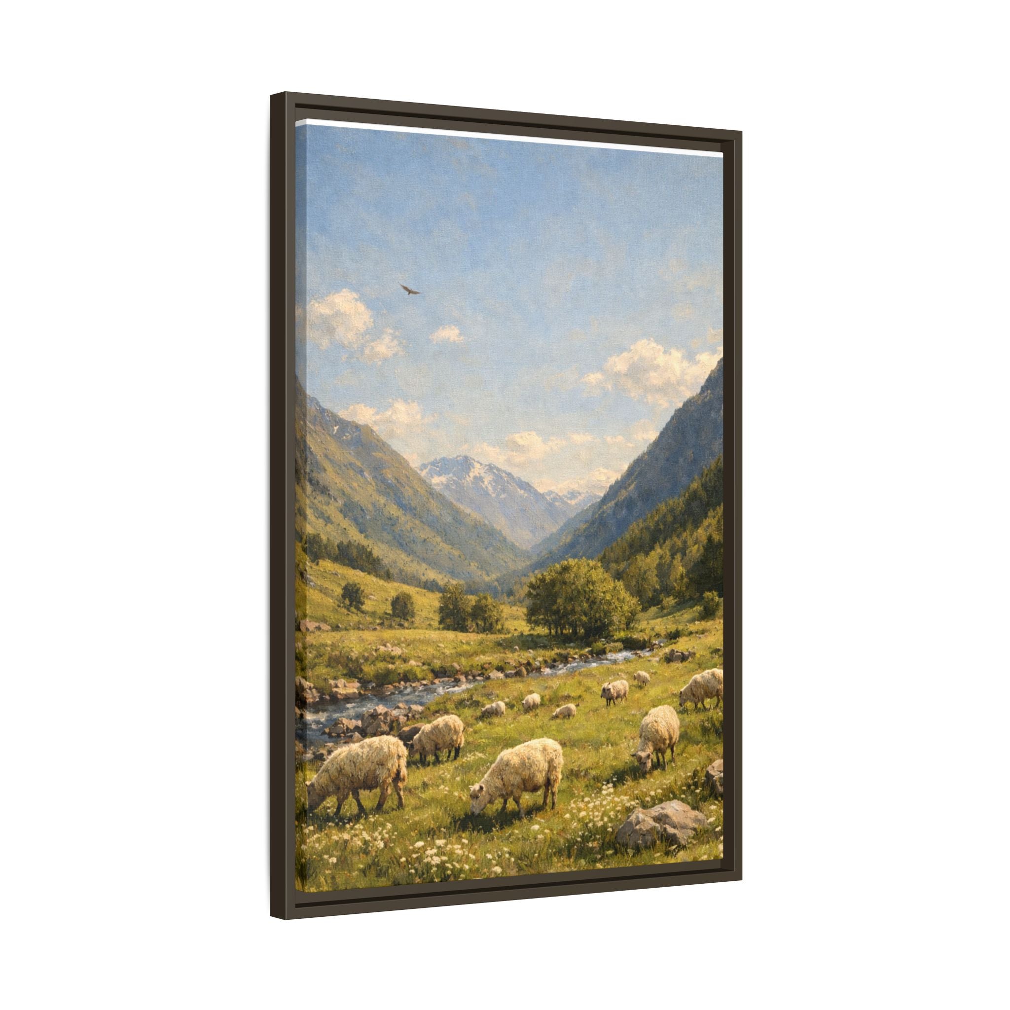 Pastoral With Wyvern - Framed Canvas