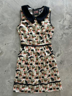 Cats & Plants Collared Dress - Plus Sizes only