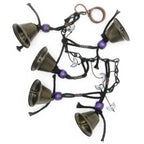 Hanging Witch's Bells: Purple Beads, Crescent Moons, Black Chain - Handcrafted