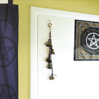 Hanging Witch's Bells: Purple Beads, Crescent Moons, Black Chain - Handcrafted