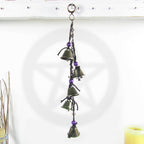 Hanging Witch's Bells: Purple Beads, Crescent Moons, Black Chain - Handcrafted