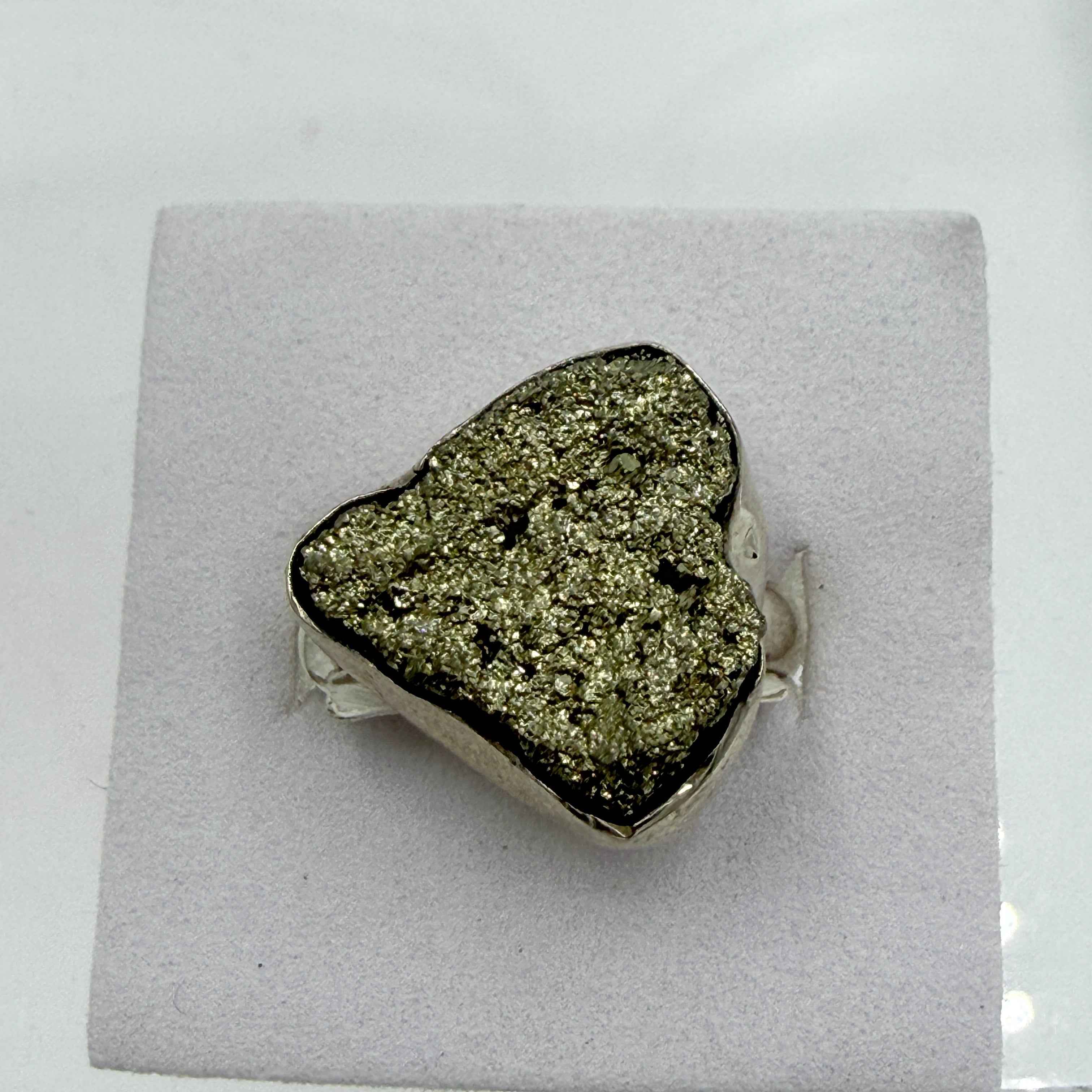 Sterling Silver Freeform Pyrite Ring – Size 8 – Protection, Confidence & Grounding