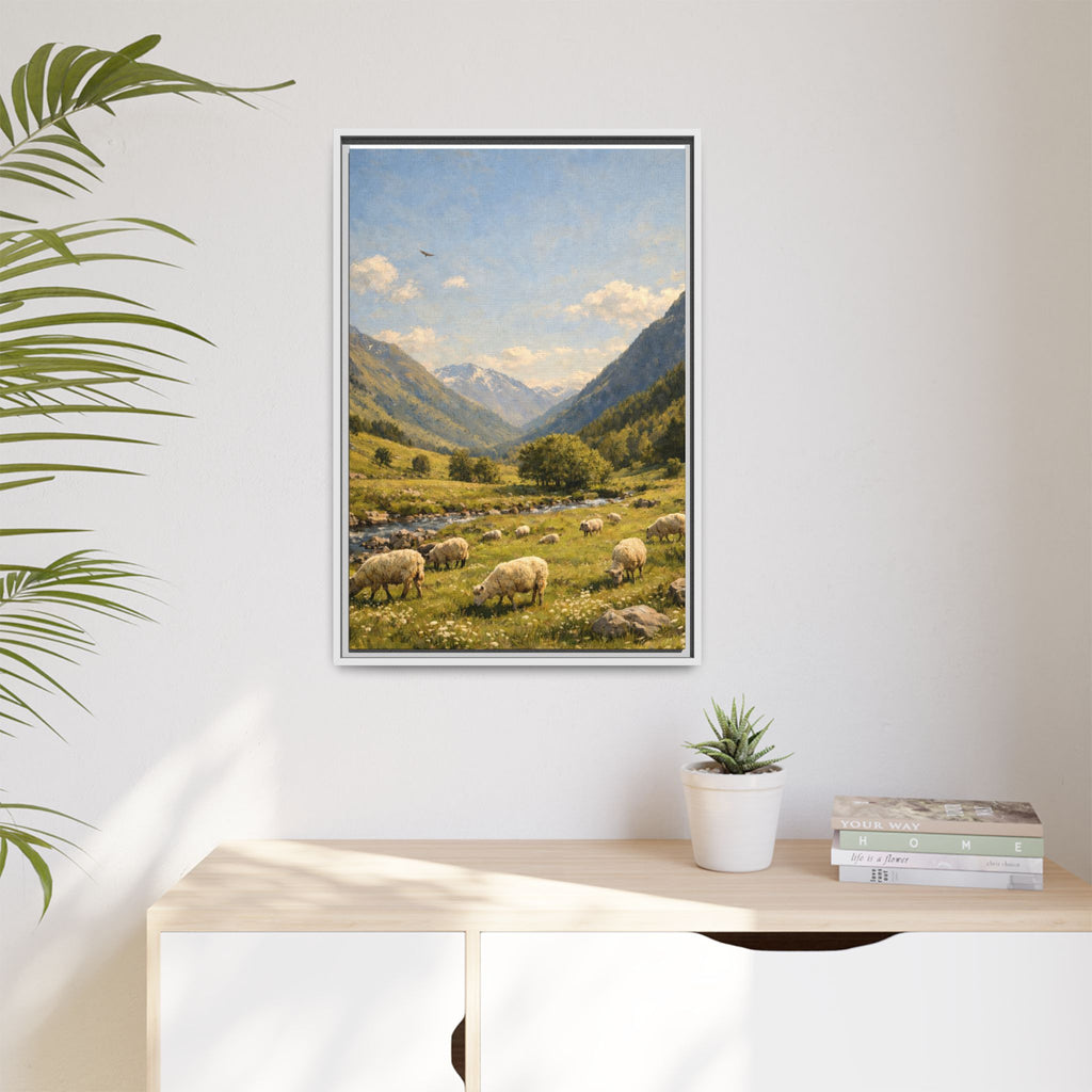 Pastoral With Wyvern - Framed Canvas