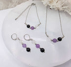 SACRED SPACE -Clear Quartz, Amethyst, Black Onyx Jewelry Set