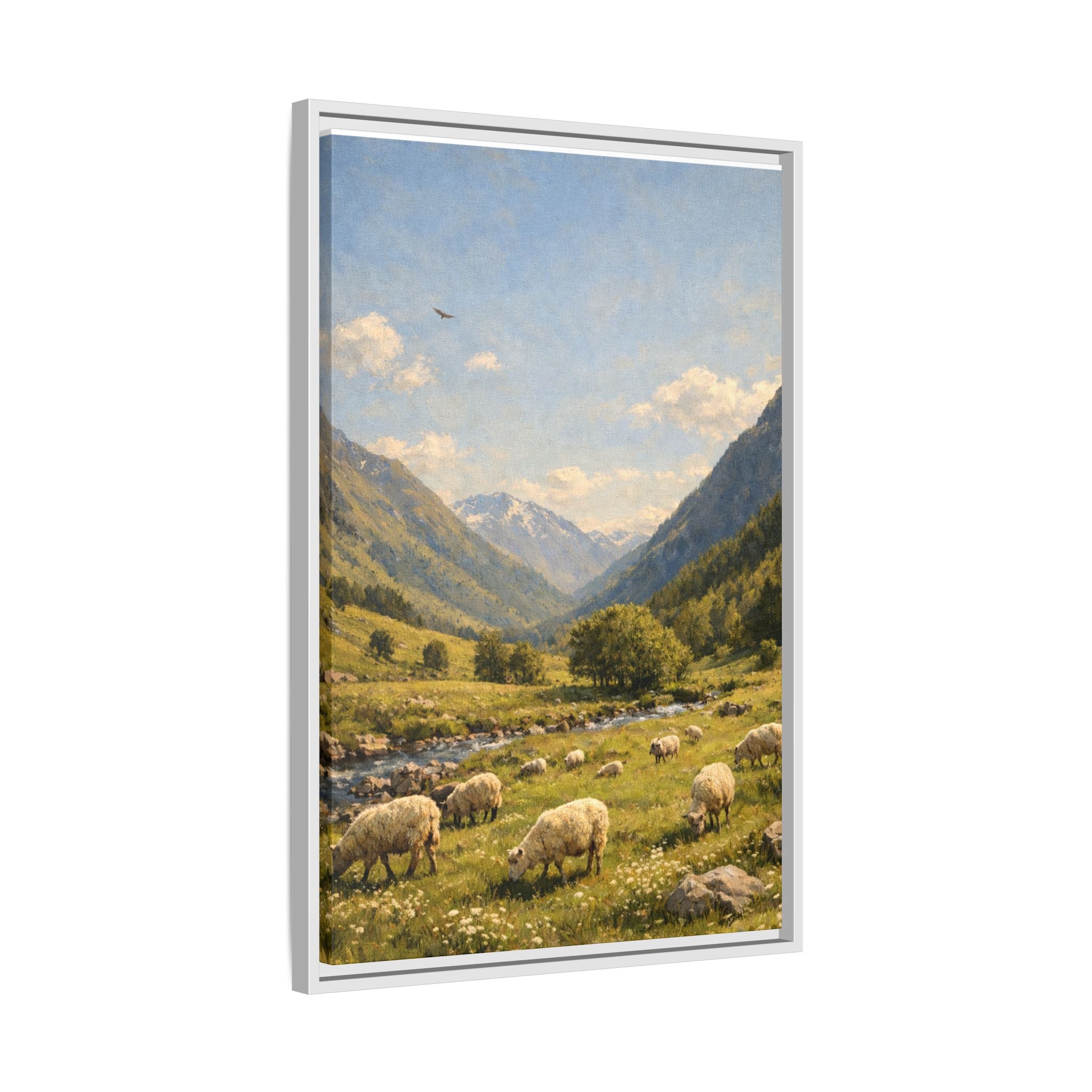 Pastoral With Wyvern - Framed Canvas