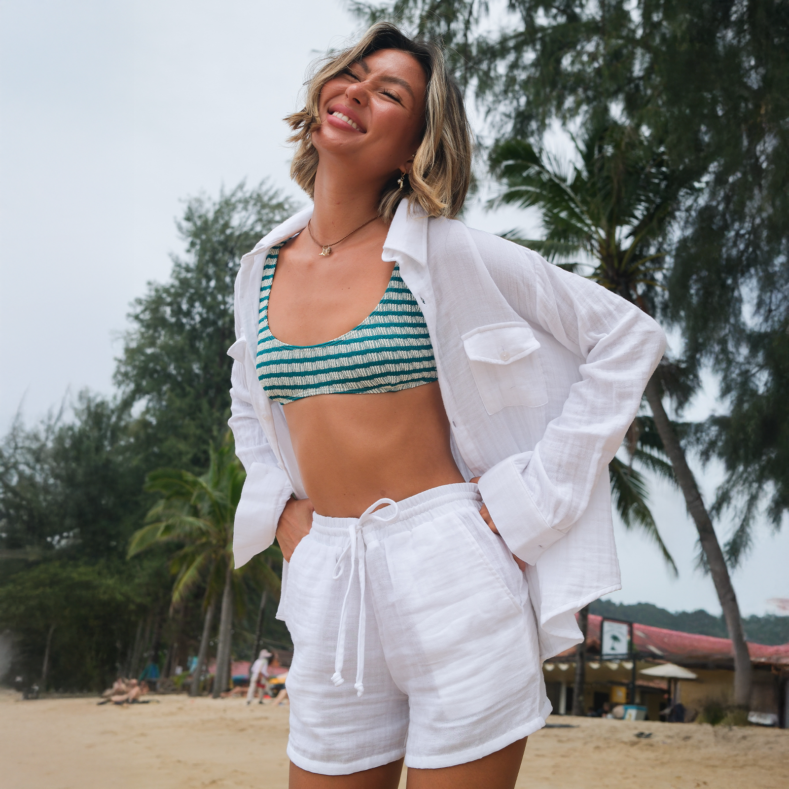 White Cotton Cabana Shorts