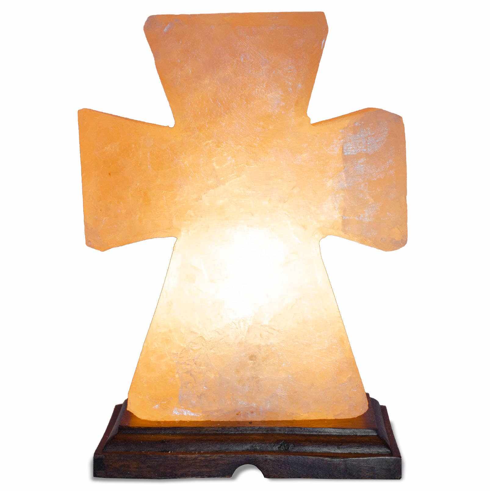 Flat Cross Shaped Salt Lamp - 9" avg. - Cord, Bulb, Dimmer