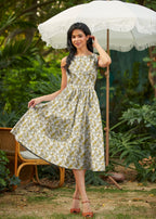 Mustard Floral Midi Dress