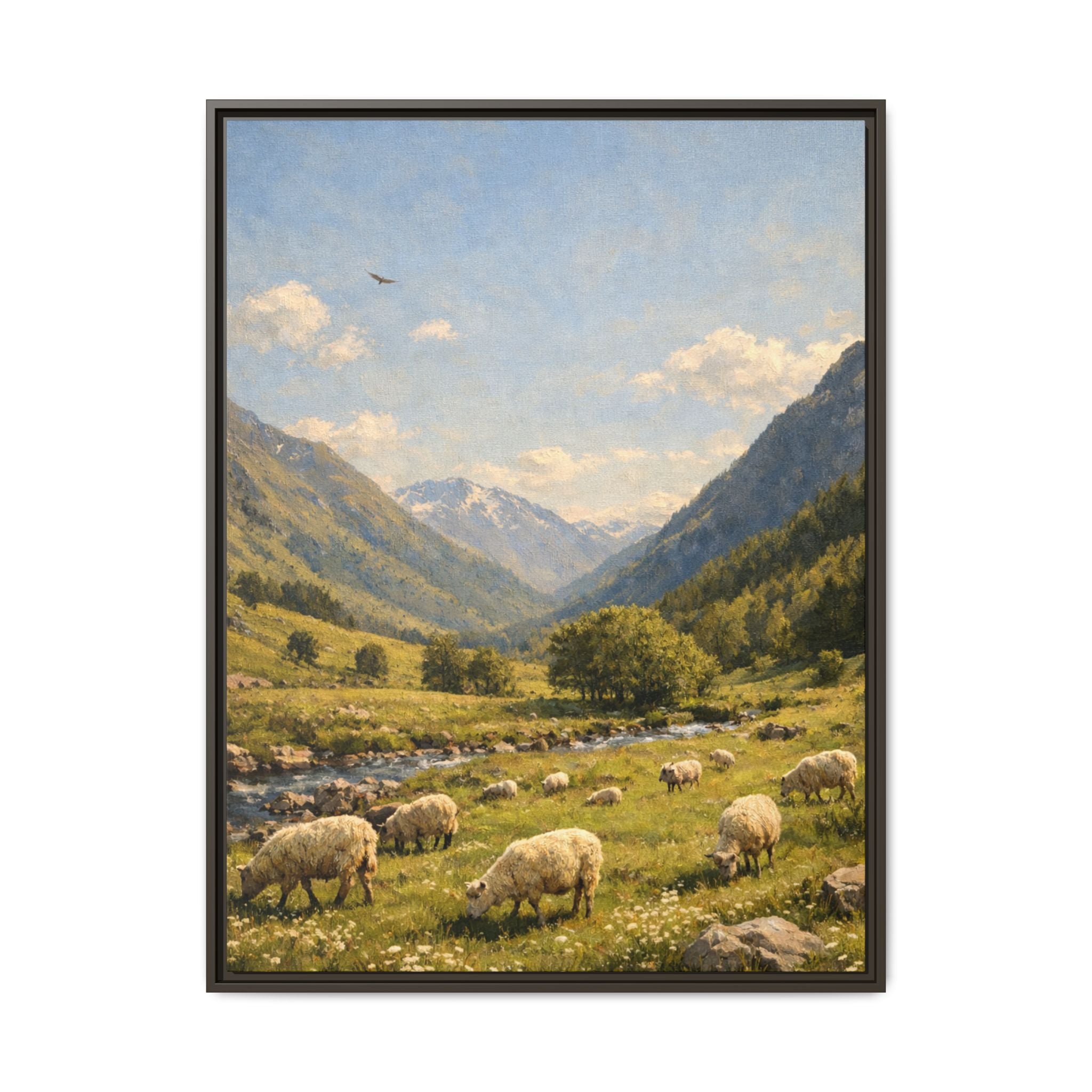 Pastoral With Wyvern - Framed Canvas