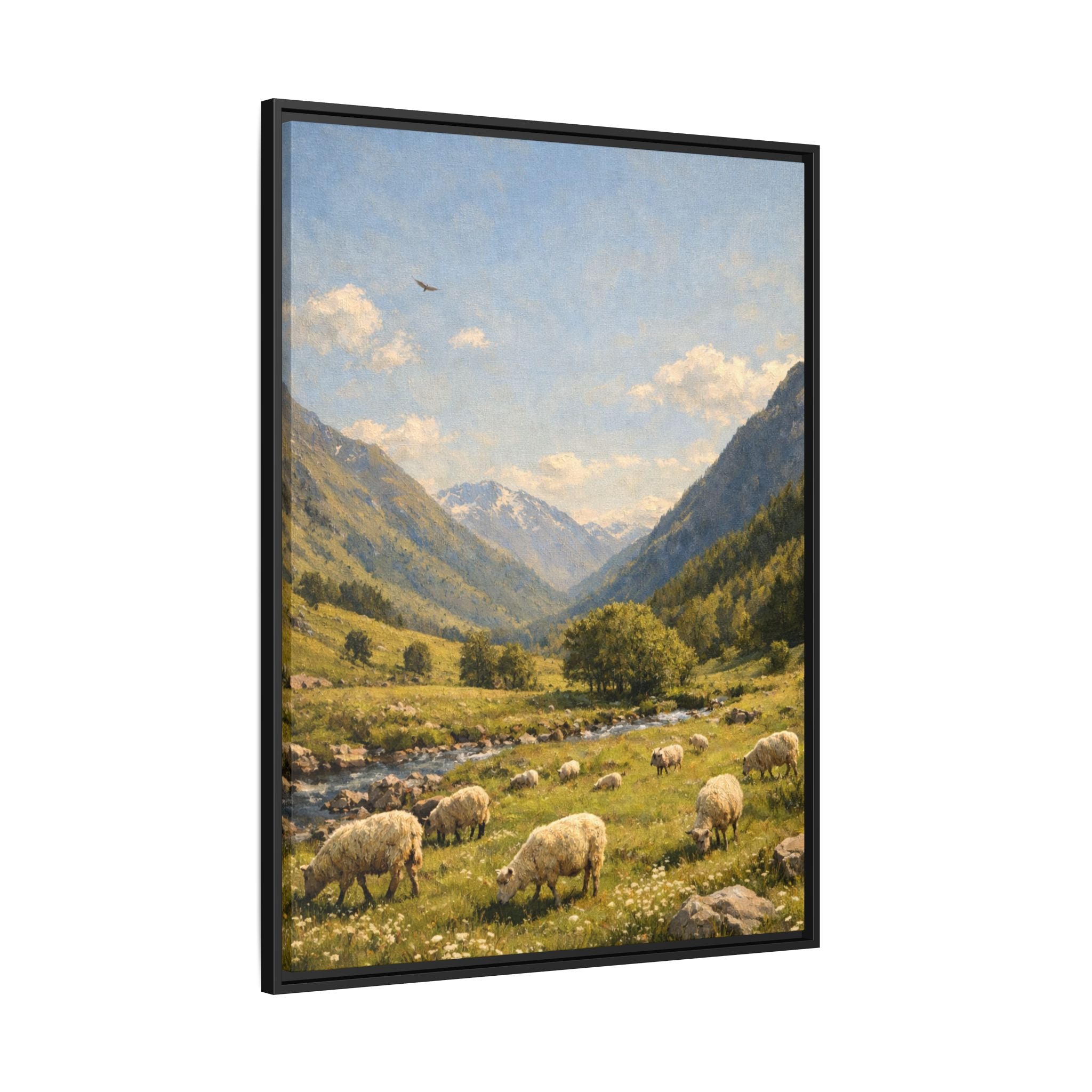 Pastoral With Wyvern - Framed Canvas