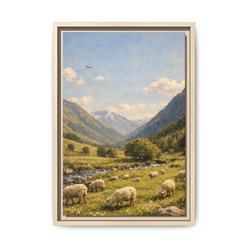 Pastoral With Wyvern - Framed Canvas