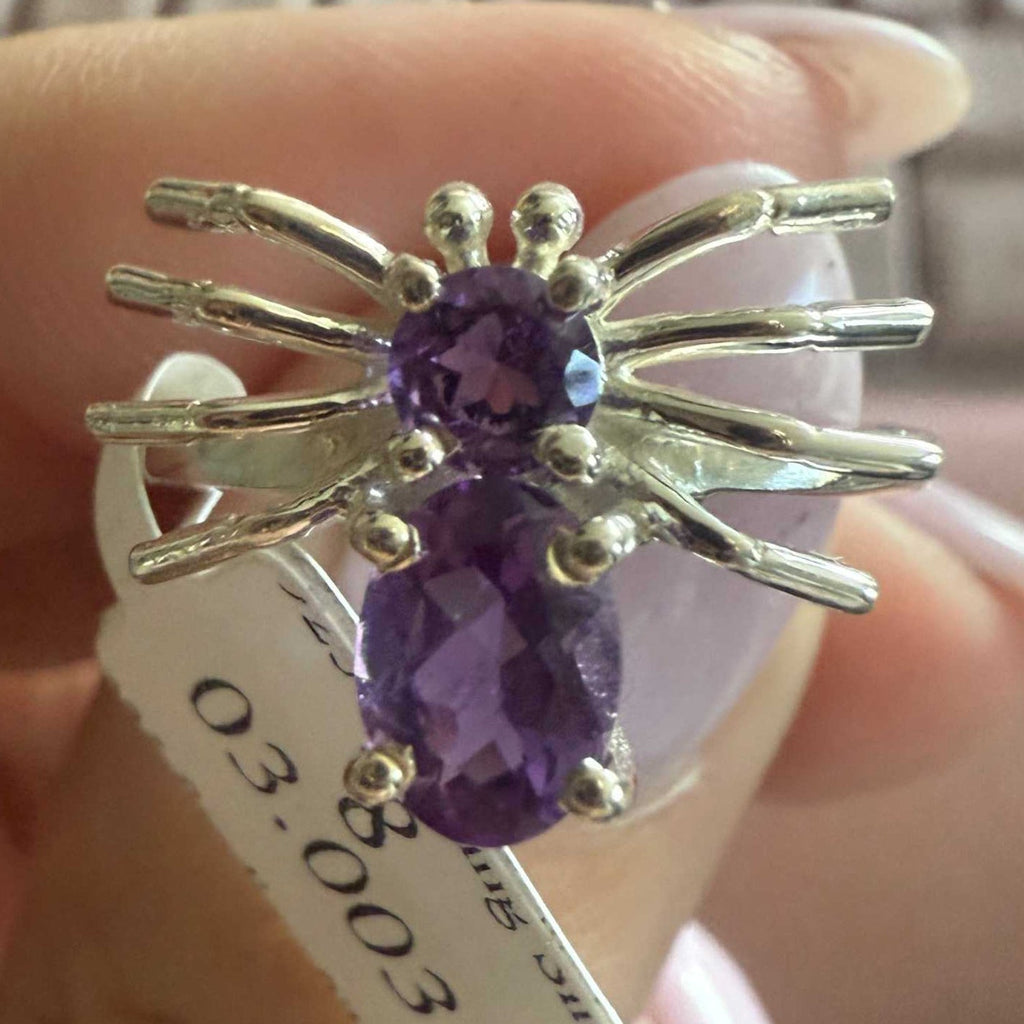 Gemstone Spider Ring in Sterling Silver or Gold Vermeil