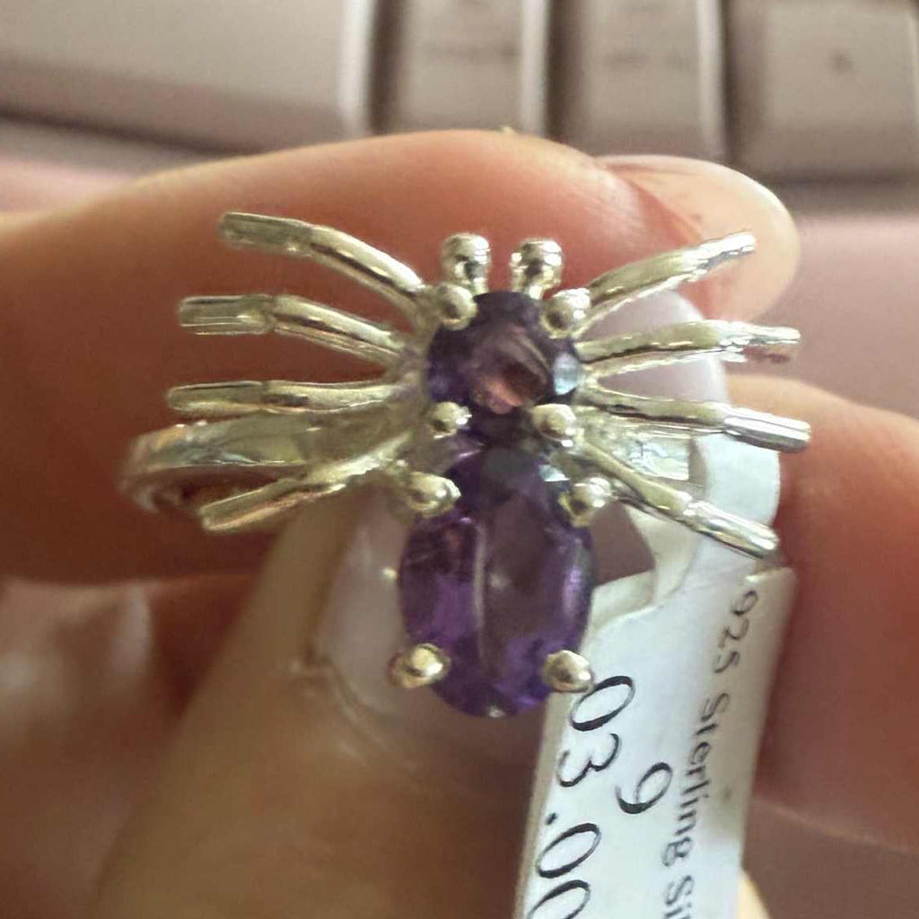 Gemstone Spider Ring in Sterling Silver or Gold Vermeil