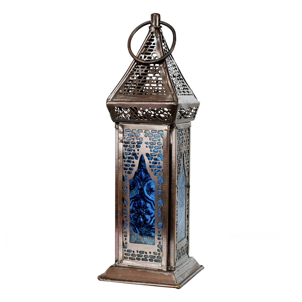 Azurus Turquoise Glass & Metal Lantern