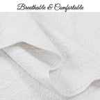 Serenity White Victorian Scalloped Medallion Floral Pure Solid Cotton Reversible Quilt Bedding Set