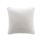 Serenity White Victorian Scalloped Medallion Floral Pure Solid Cotton Reversible Quilt Bedding Set