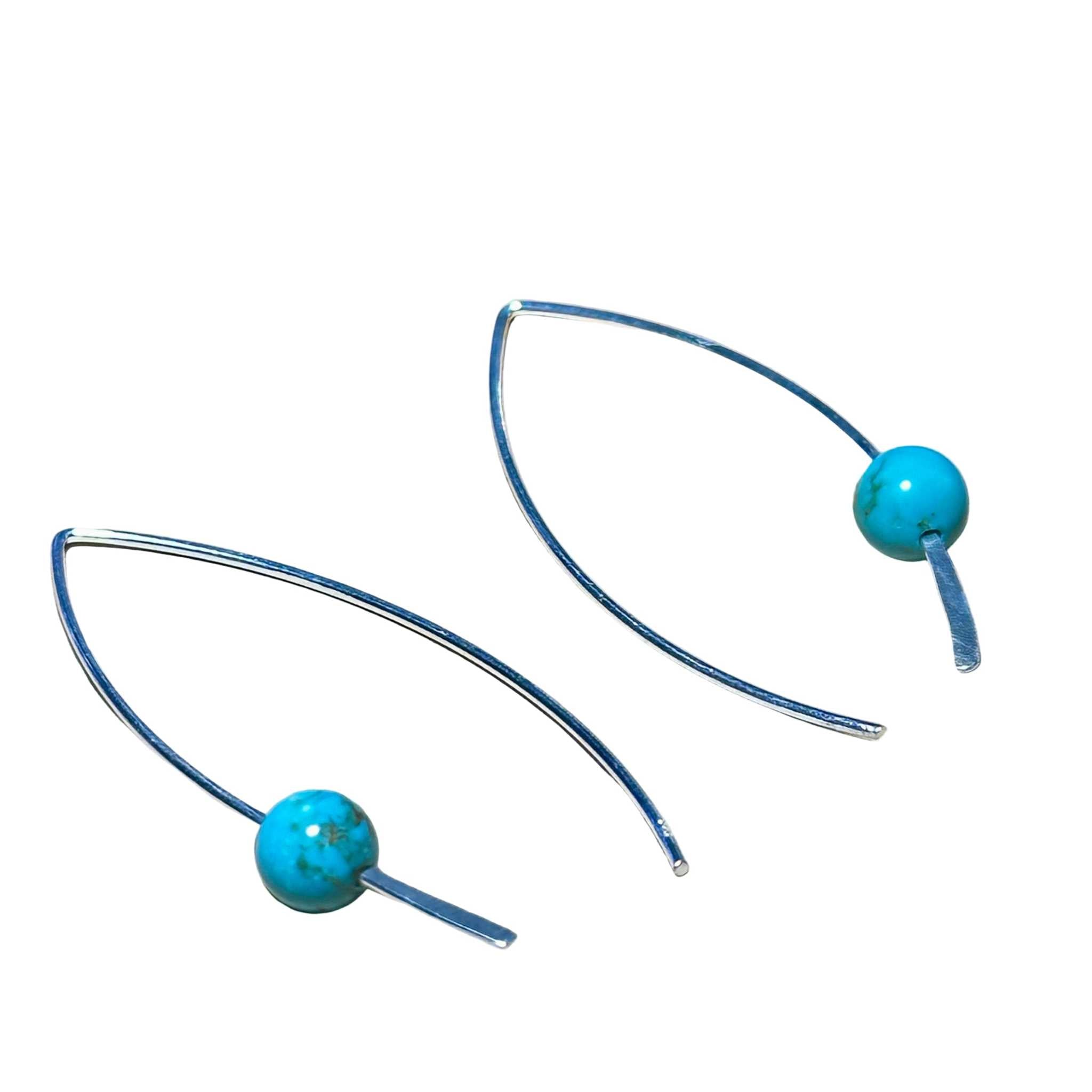 Turquoise Crescent Bertoni Earrings - Sterling Silver