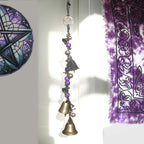 Witch's Bell: Long Braided Twine, Pentacle Charm, Colorful Beads - Handcrafted
