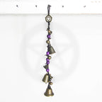 Witch's Bell: Long Braided Twine, Pentacle Charm, Colorful Beads - Handcrafted