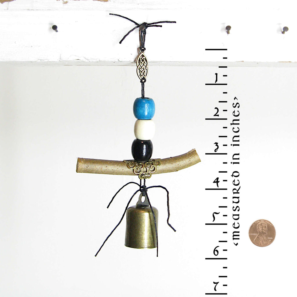 Hanging Witch's Bell: Quirky Twig, Beads, Charm - Handcrafted