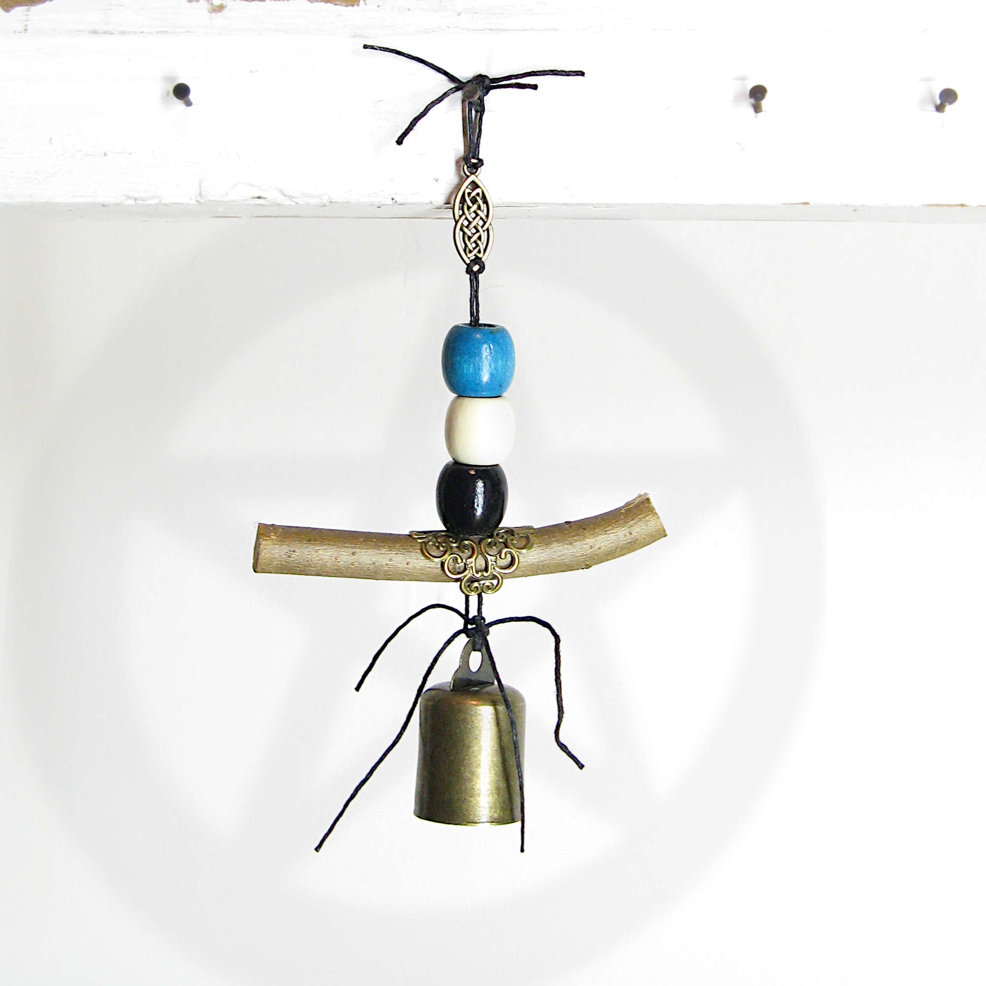Hanging Witch's Bell: Quirky Twig, Beads, Charm - Handcrafted