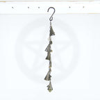 Witch's Bell: 5 Cone-Shaped Bells, Black Chain, Charms, Sleigh Bells - Handcrafted