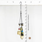 Witch's Bell: Driftwood, Hammered Black Spiral, Colorful Beads - Handcrafted