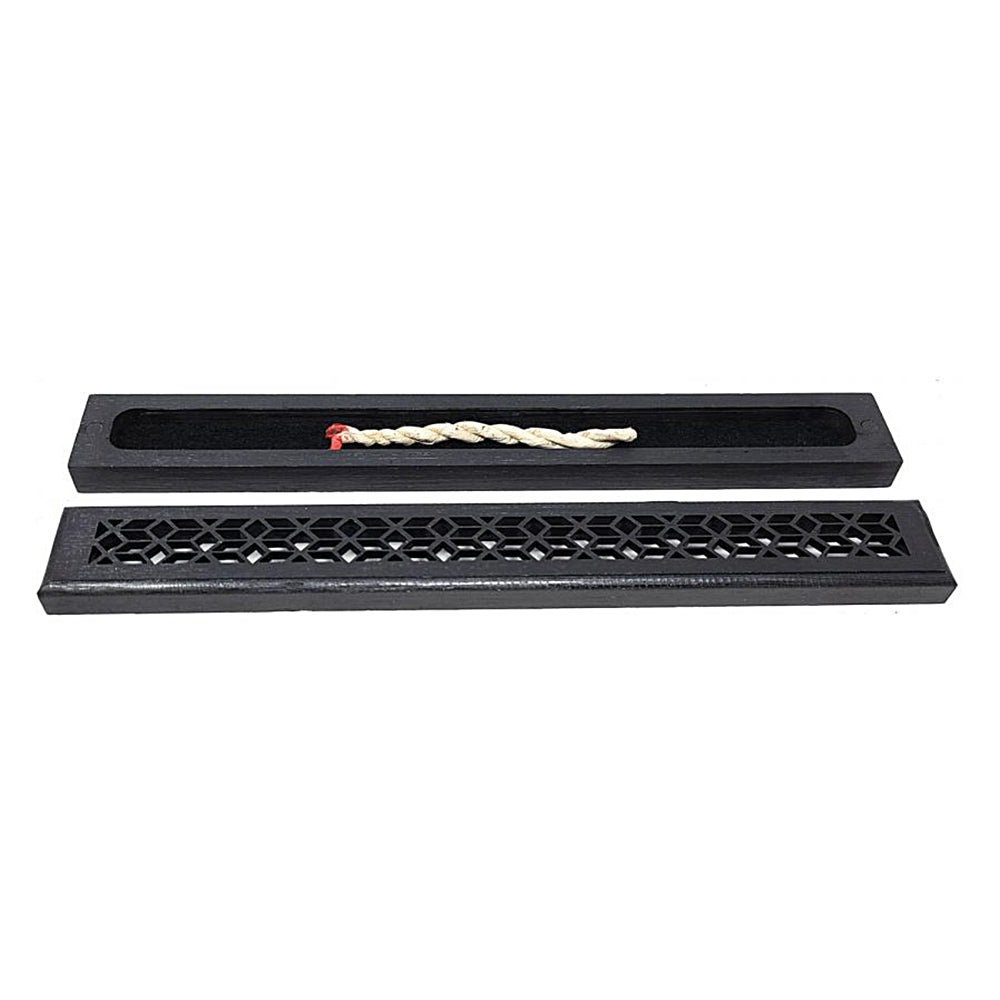 Black Finish Wood Incense Box Burner - Medium
