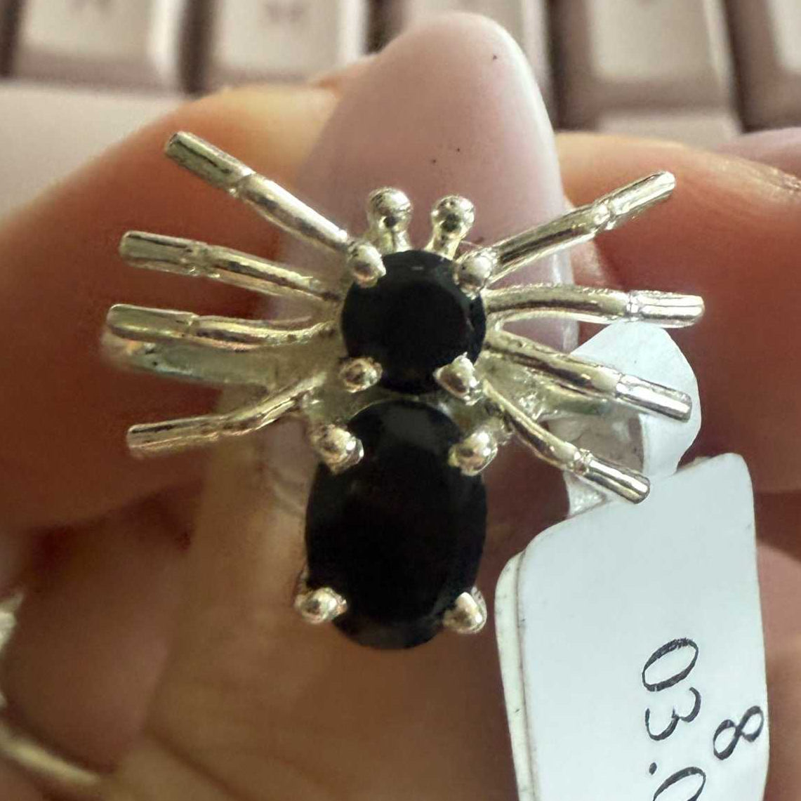 Gemstone Spider Ring in Sterling Silver or Gold Vermeil