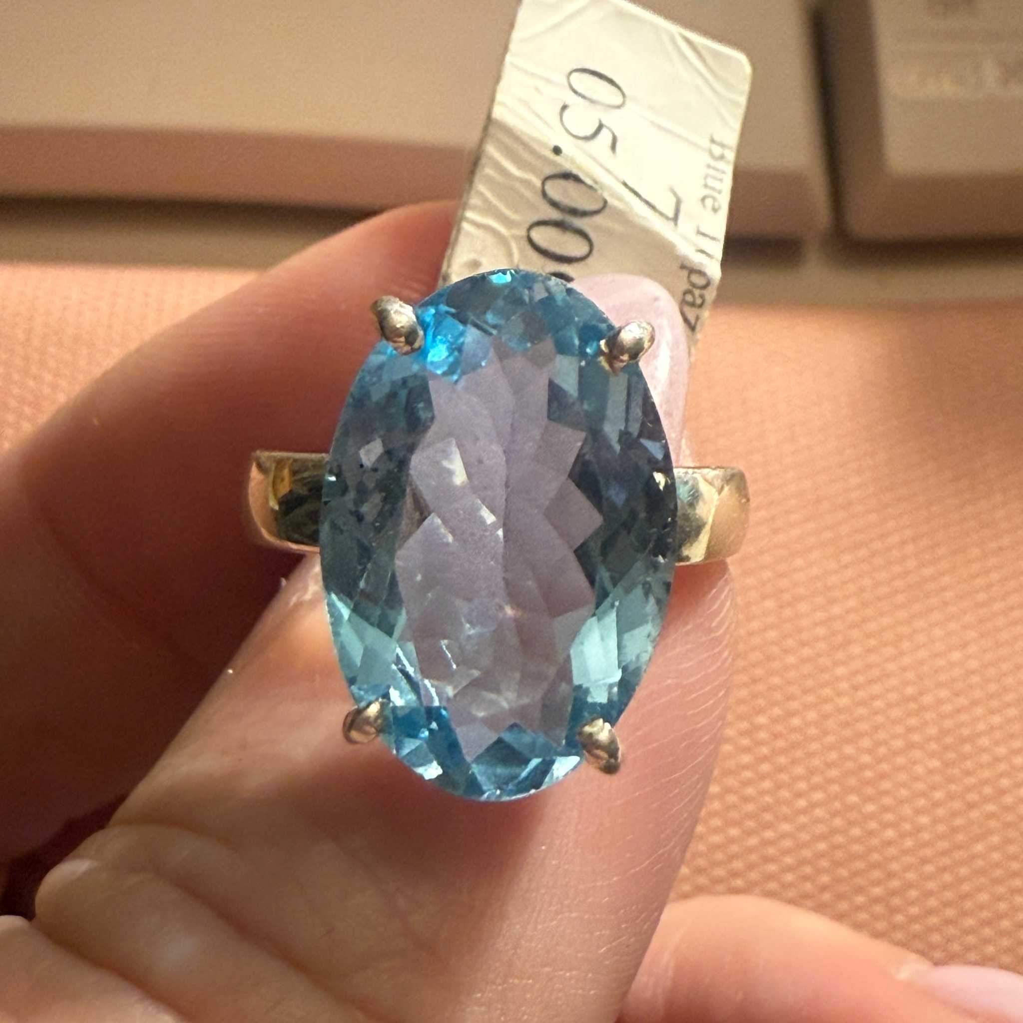 Celestial Cascade Blue Topaz Ring — Sterling Silver (Size 7)