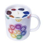 Ceramic Coffee Mug Candle & Incense Holder - Chakra w/ Gemstones