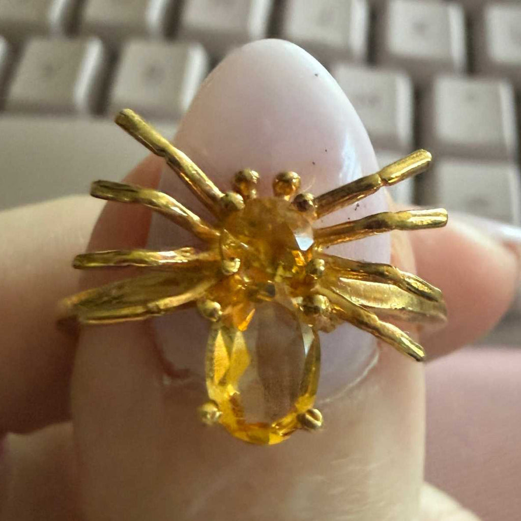 Gemstone Spider Ring in Sterling Silver or Gold Vermeil