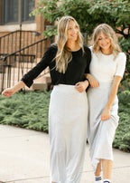 Clarise Heather Gray Premium Knit Maxi Skirt