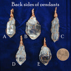 Clear Smoky Raw Quartz Crystal Pendant Necklace, Copper Wire-Wrapped, Handmade