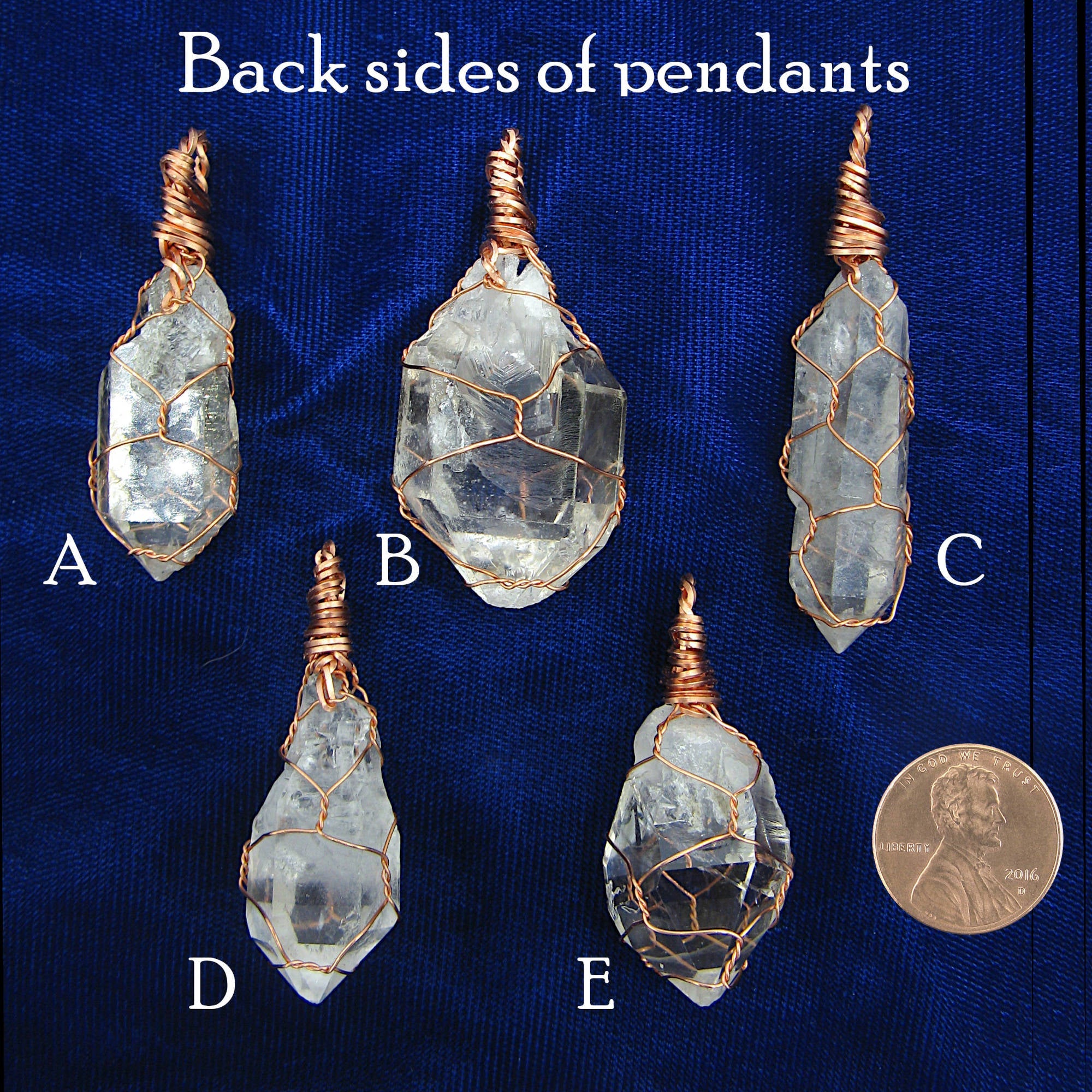 Clear Smoky Raw Quartz Crystal Pendant Necklace, Copper Wire-Wrapped, Handmade
