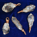 Clear Smoky Raw Quartz Crystal Pendant Necklace, Copper Wire-Wrapped, Handmade
