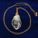 Clear Smoky Raw Quartz Crystal Pendant Necklace, Copper Wire-Wrapped, Handmade